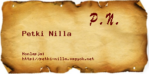 Petki Nilla névjegykártya
